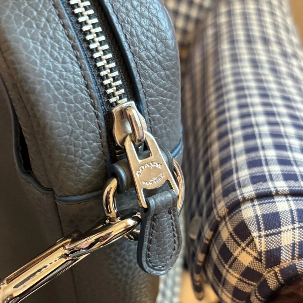 Coach Dark Gray pebbled Leather Men's Briefcase; grey black